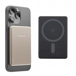 Intenso MW5000 Batería Externa Magnética 5000 mAh  Compatible con MagSafe, Carga Inalámbrica 15W, USB-C PD 20W, Delgada y Compacta  Probada en Alemania  Champán